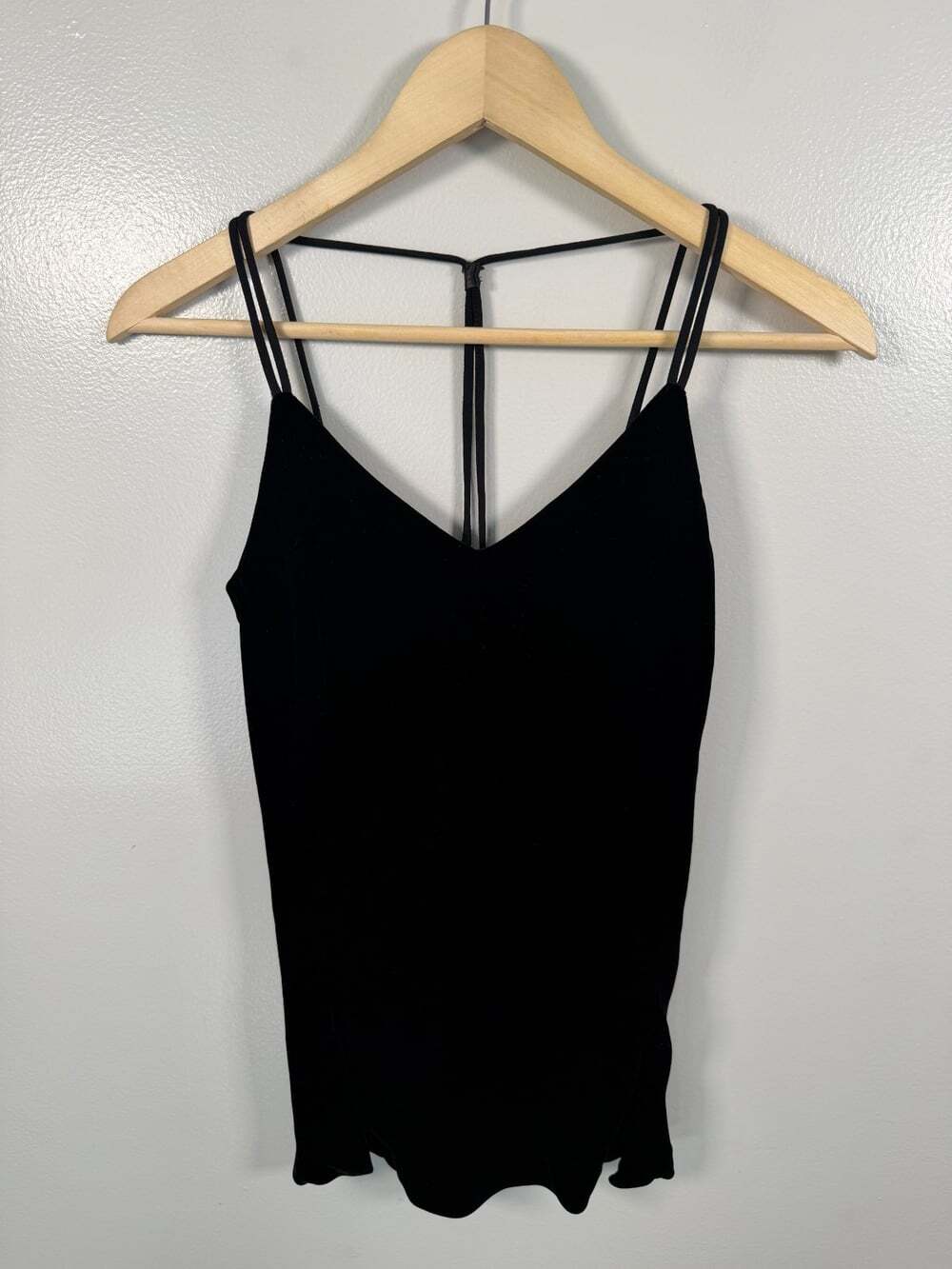 Rag & bone Alix Tank Top Size XS Black Velvet T-Back Cami Silk Blend Luxury